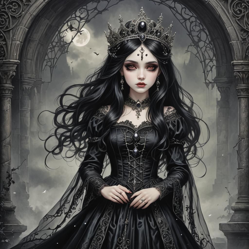 Gothic Goddess Princess in Dark Fantasy Style