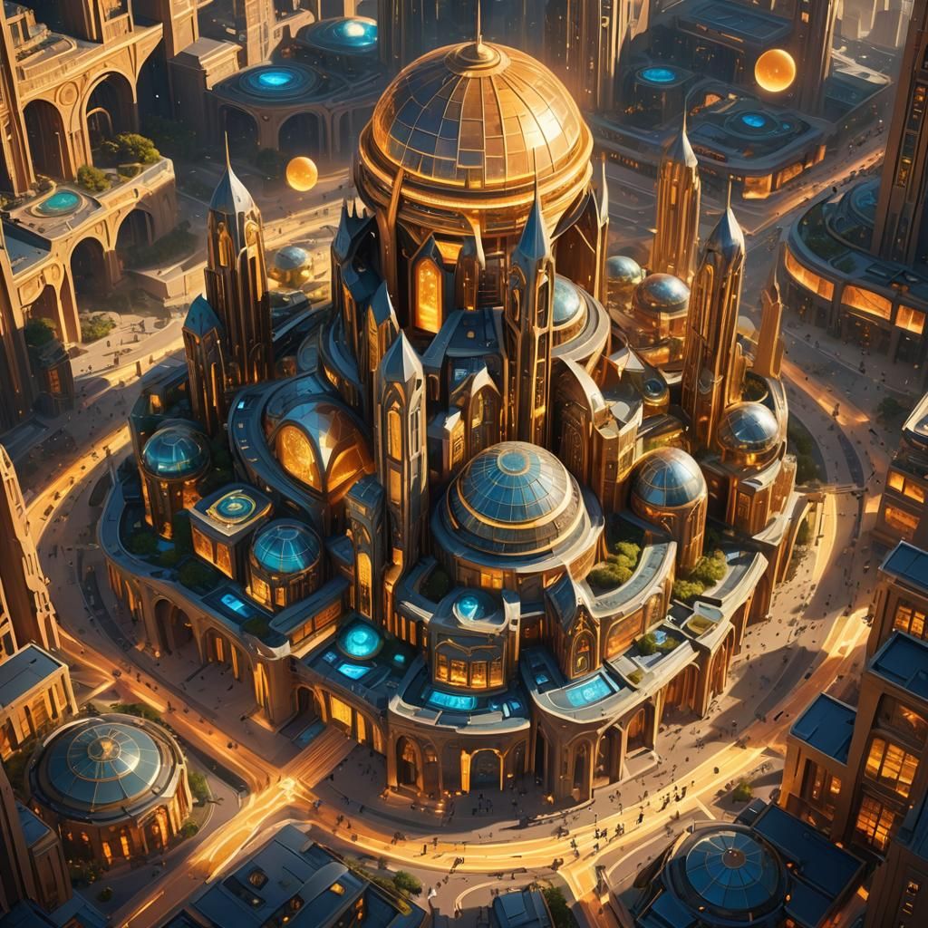 Futuristic City Square Concept Art in Unreal Engine