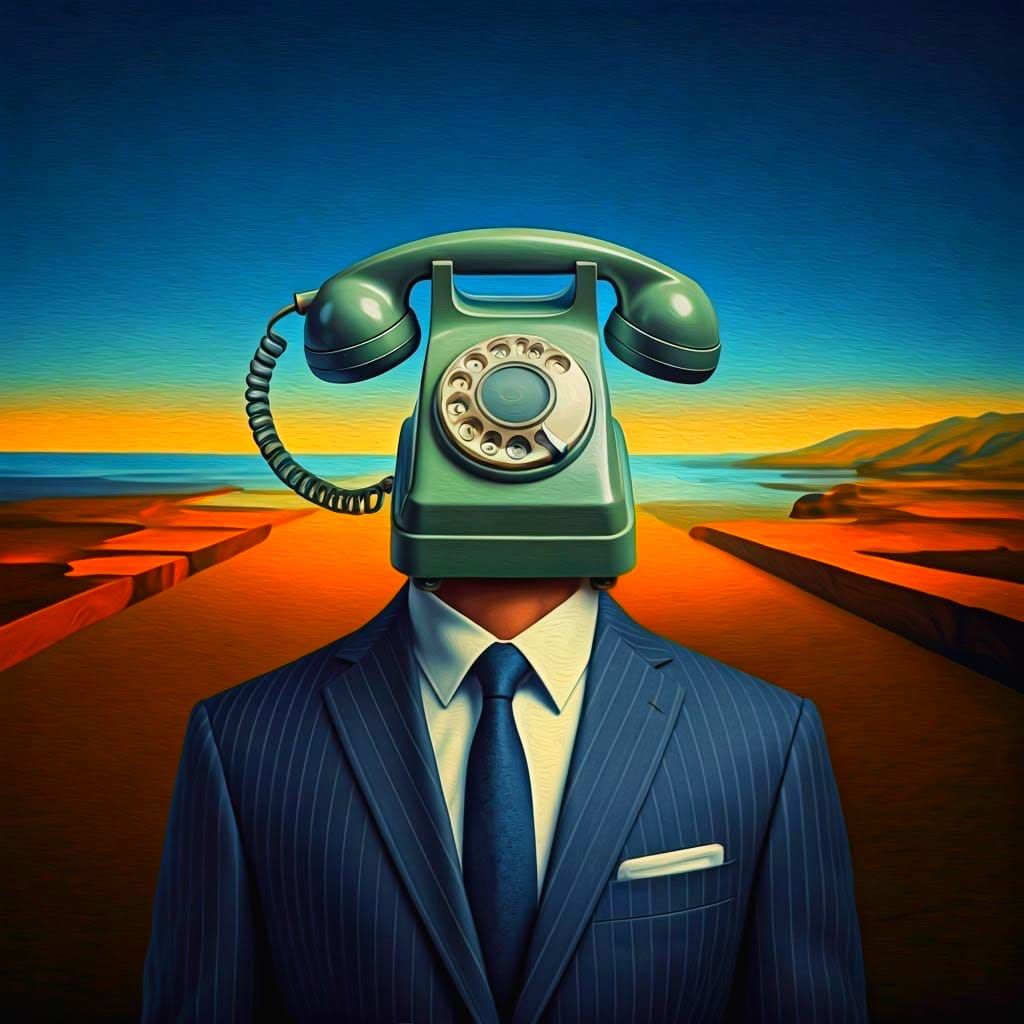 Surrealist Pun Art: Vintage Telephone Heads