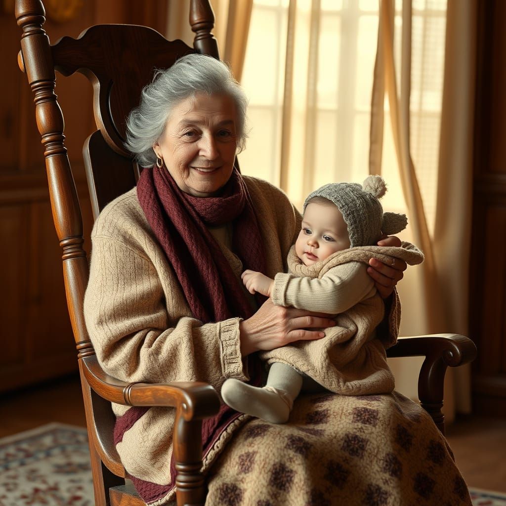 Grandmother and Granddaughter in Golden Light