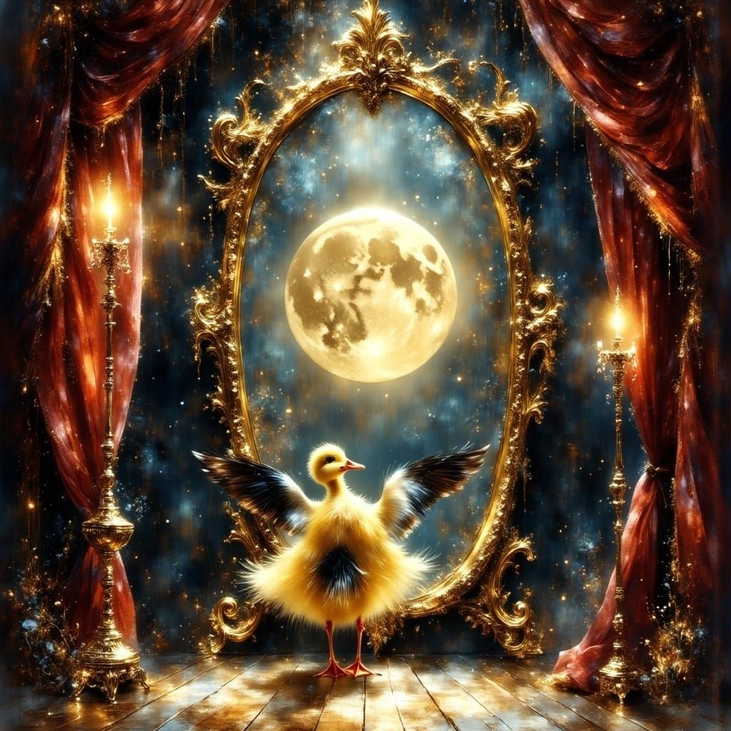 Duckling's Dark Ballet: A Tim Burton Illustration