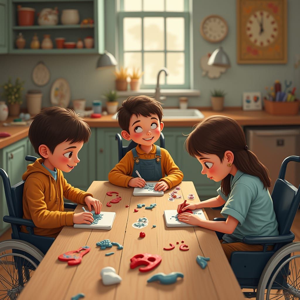 Clay Art Creation by People with Disabilities