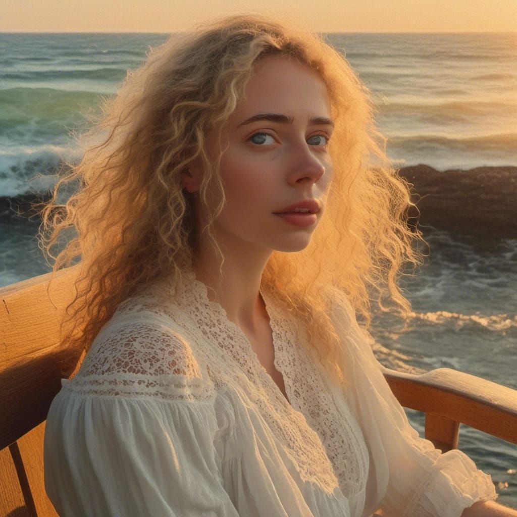 Beautiful Woman Drinking Coffee in Impressionist Style