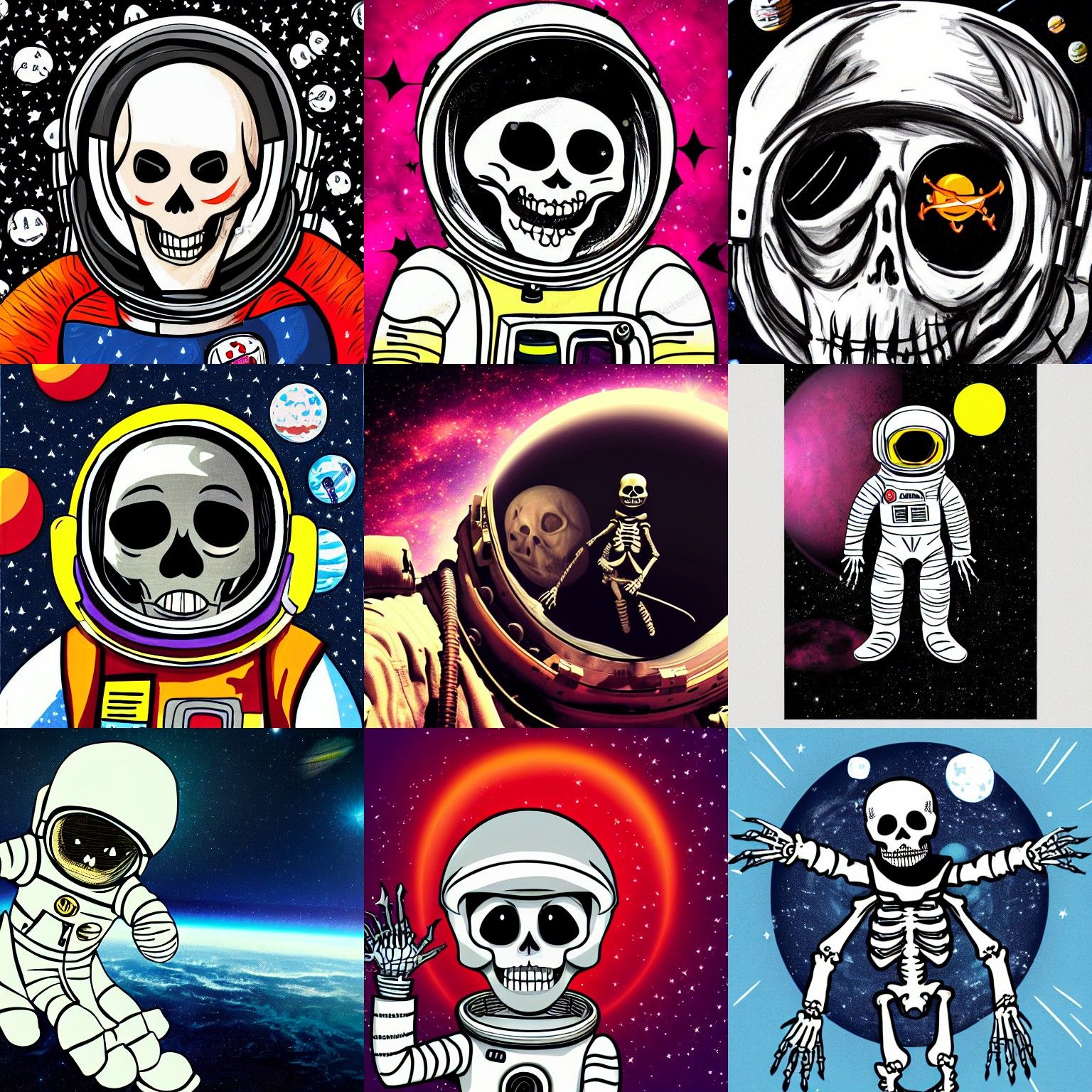 Abstract Skeleton Astronaut in Space