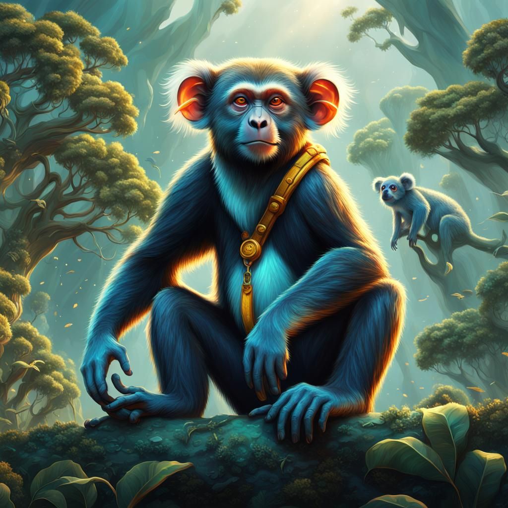 Monkey with Koala Ears: Detailed Matte Painting