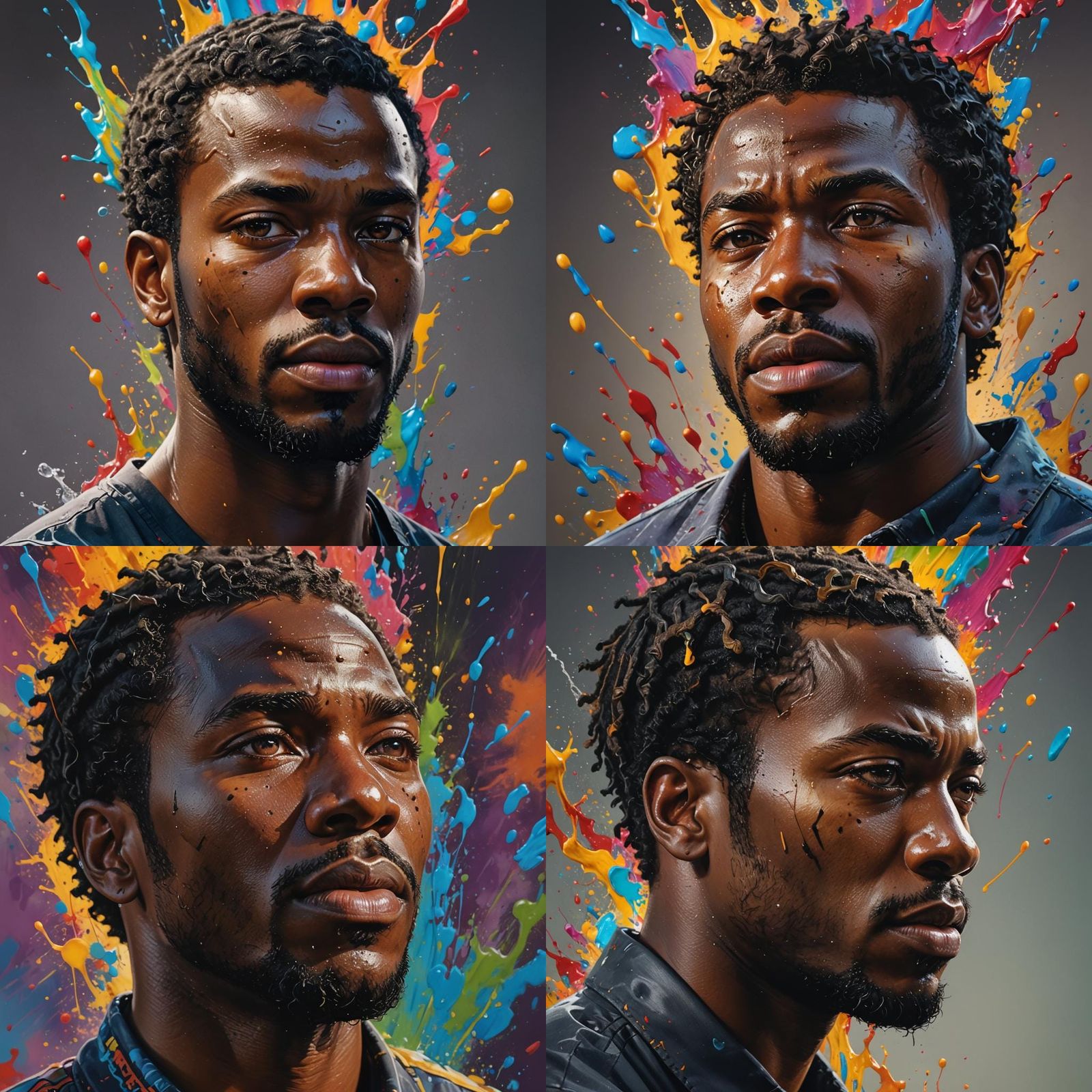 Detailed Portrait of a Black Man in Splash Art Style