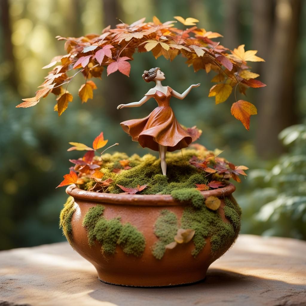 Autumn Leaf Dancer in Forest, Anime Key Visual