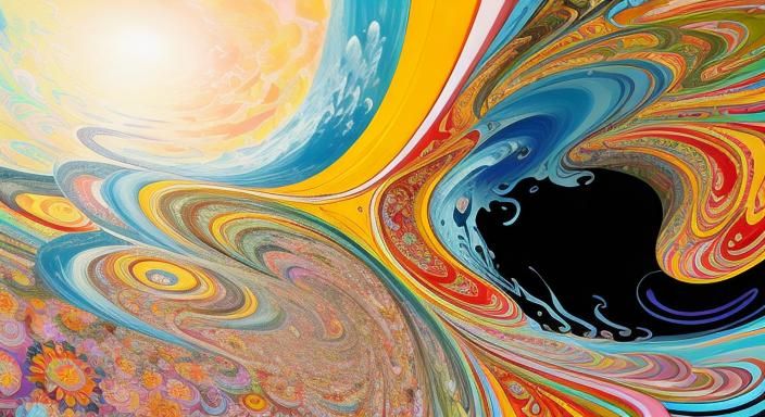 Kaleidoscopic Garden River in Surreal Digital Art