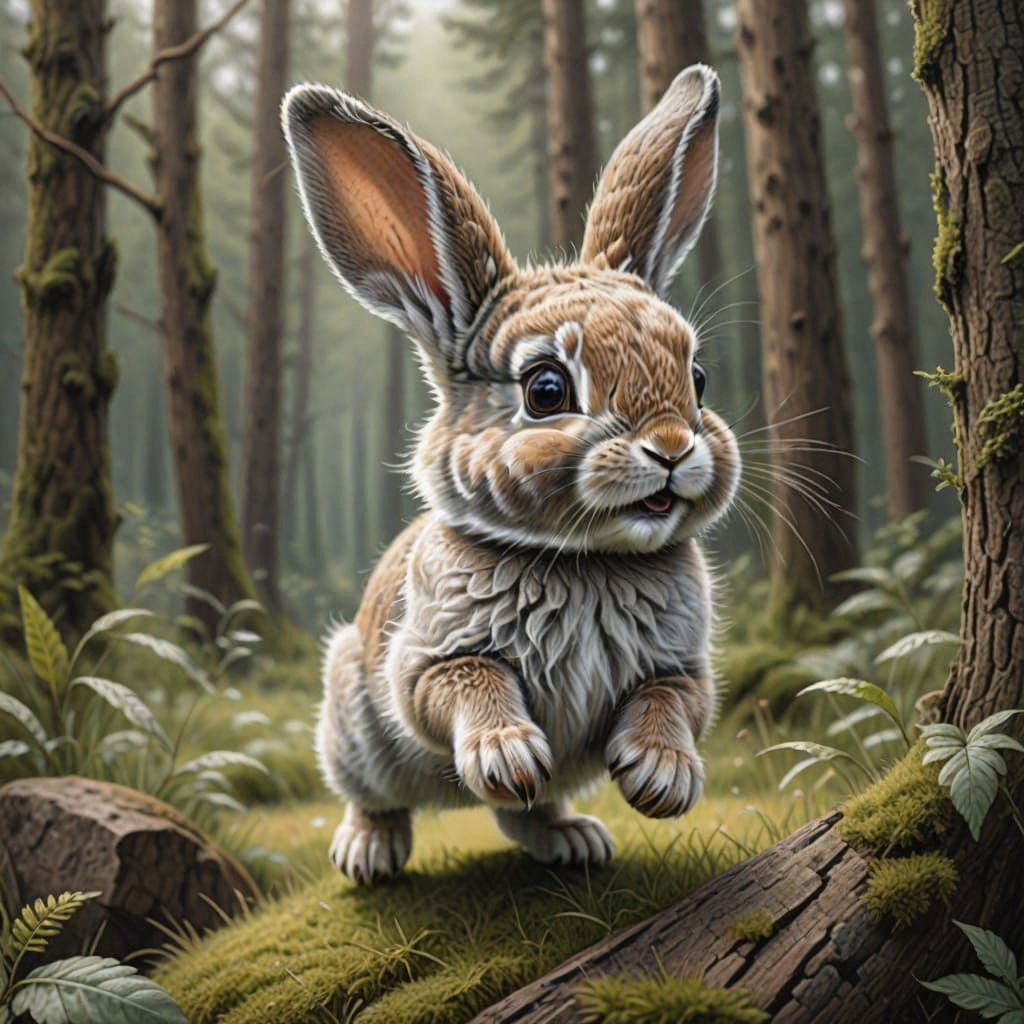 Cute Baby Rabbit Pencil Sketch with Soulful Eyes