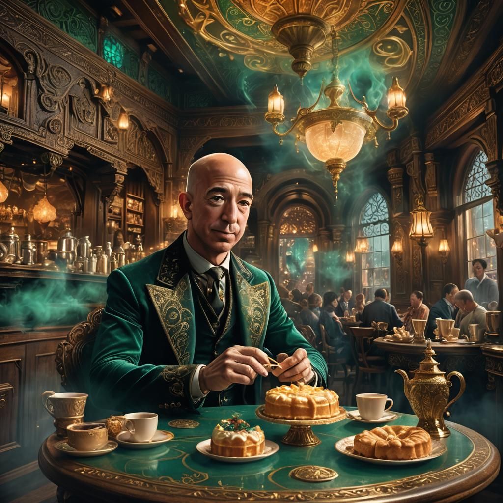 Jeff Bezos in Mystical Coffee Shop