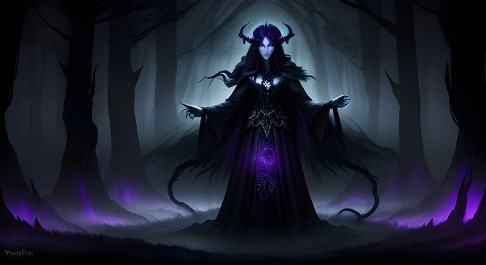 Ethereal Shadow Weaver in Moonlit Forest