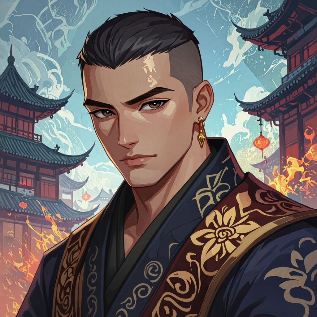 Anime Man with Short Hair in Fantasy Setting