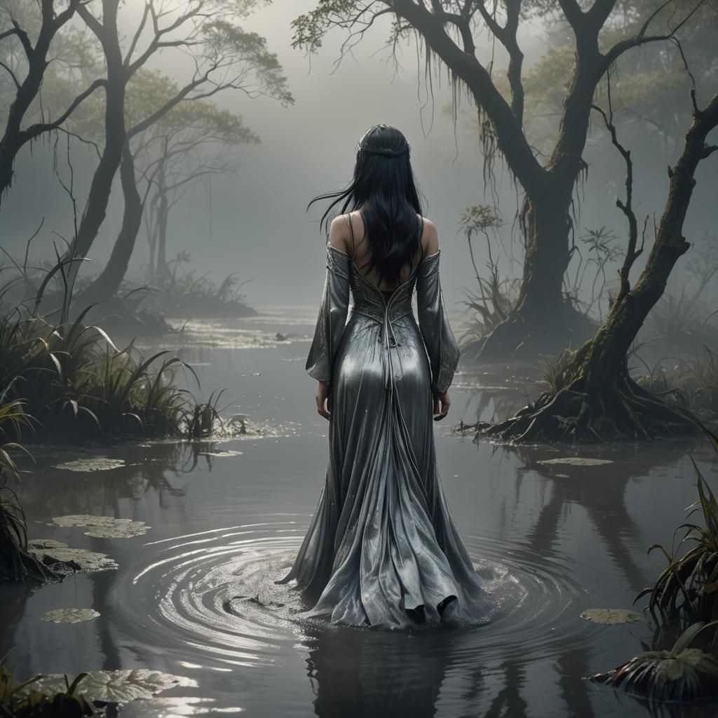 Japanese Woman Emerges from Foggy Swamp