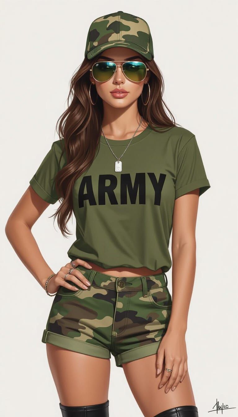 Military-Inspired Fashion Portrait in Concept Art Style