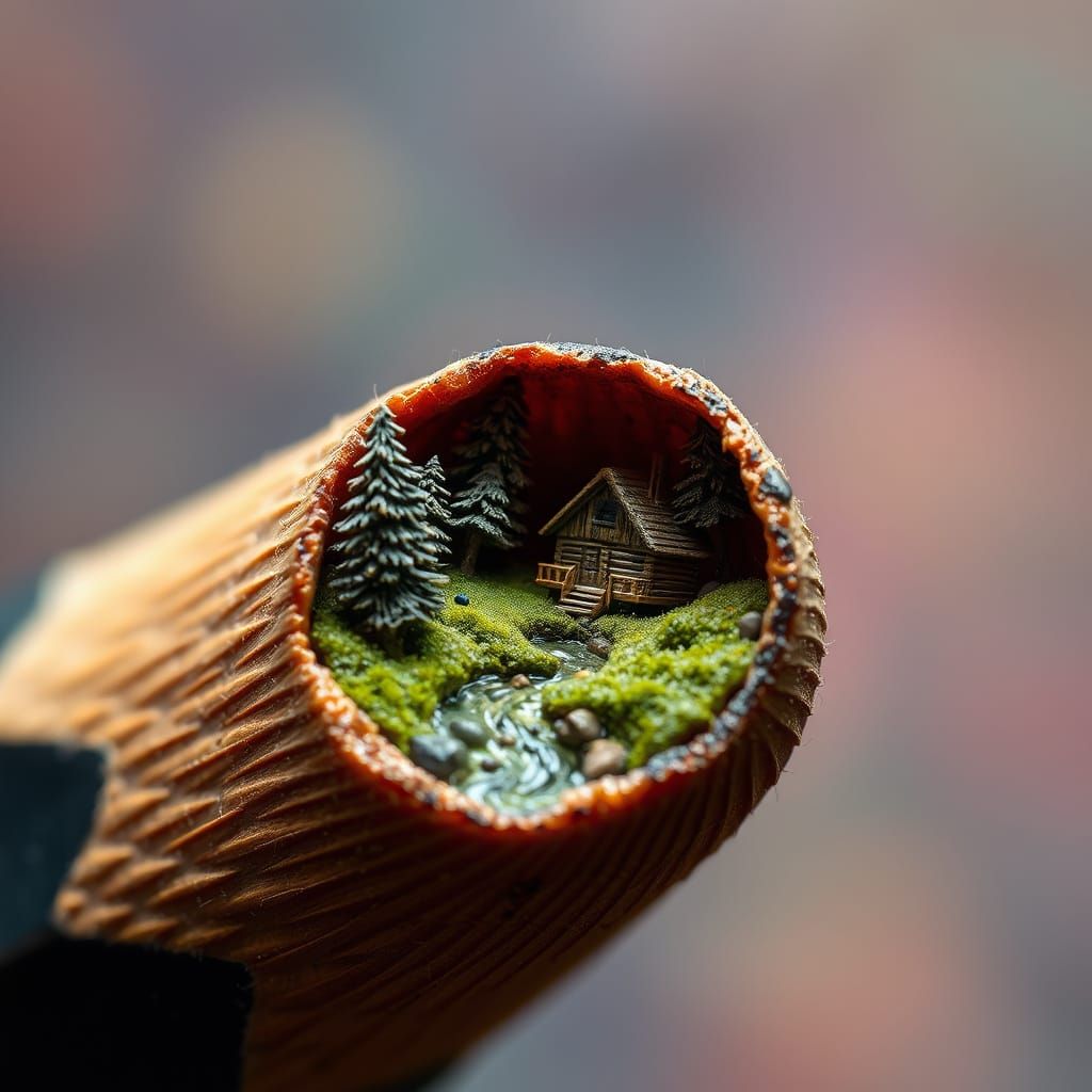 Pencil Tip Landscape in Macro Photography Style