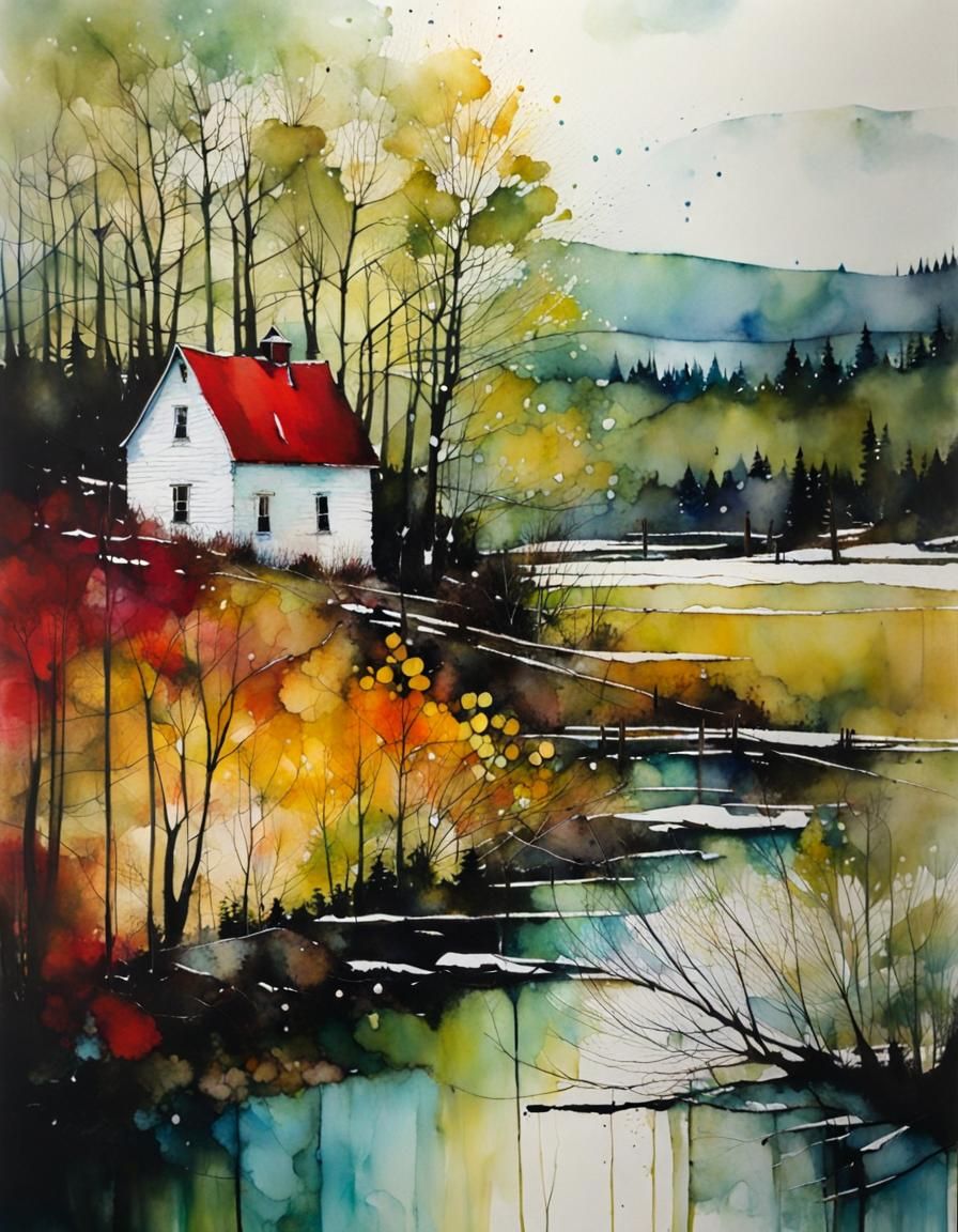 Spring in New Brunswick, Canada: Encaustic Painting