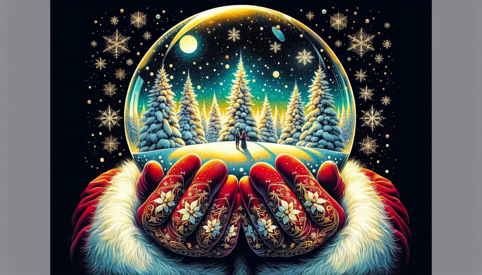 Whimsical Winter Wonderland in Vibrant Watercolor Style