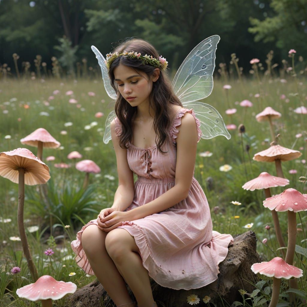 Serene Fairy in Charcoal Sketch Style