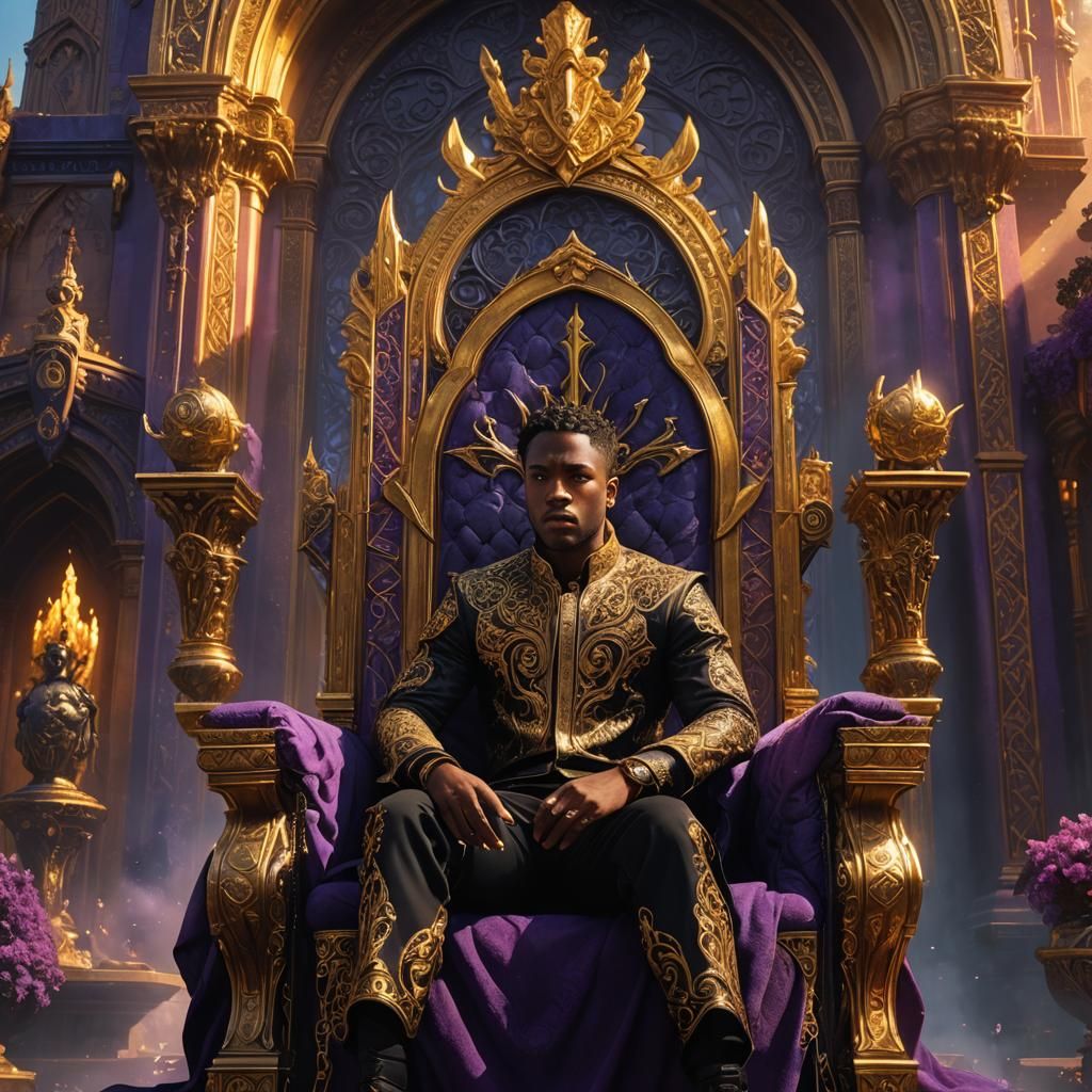 Black King on Throne in Mystical Urban Art