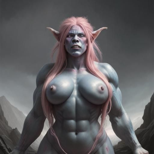 Horror Art: Giant Pink-Haired Troll