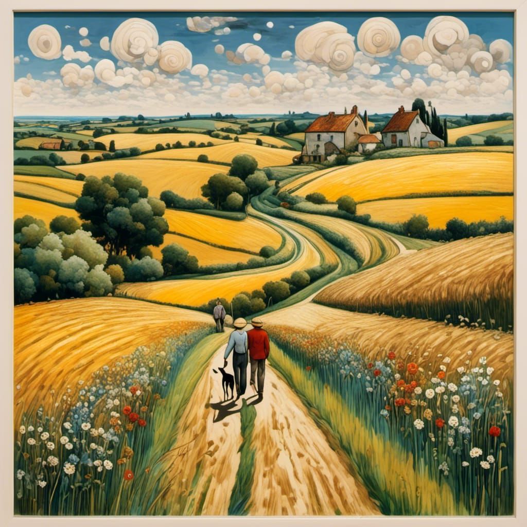 English Countryside Walk with Dog and Couple