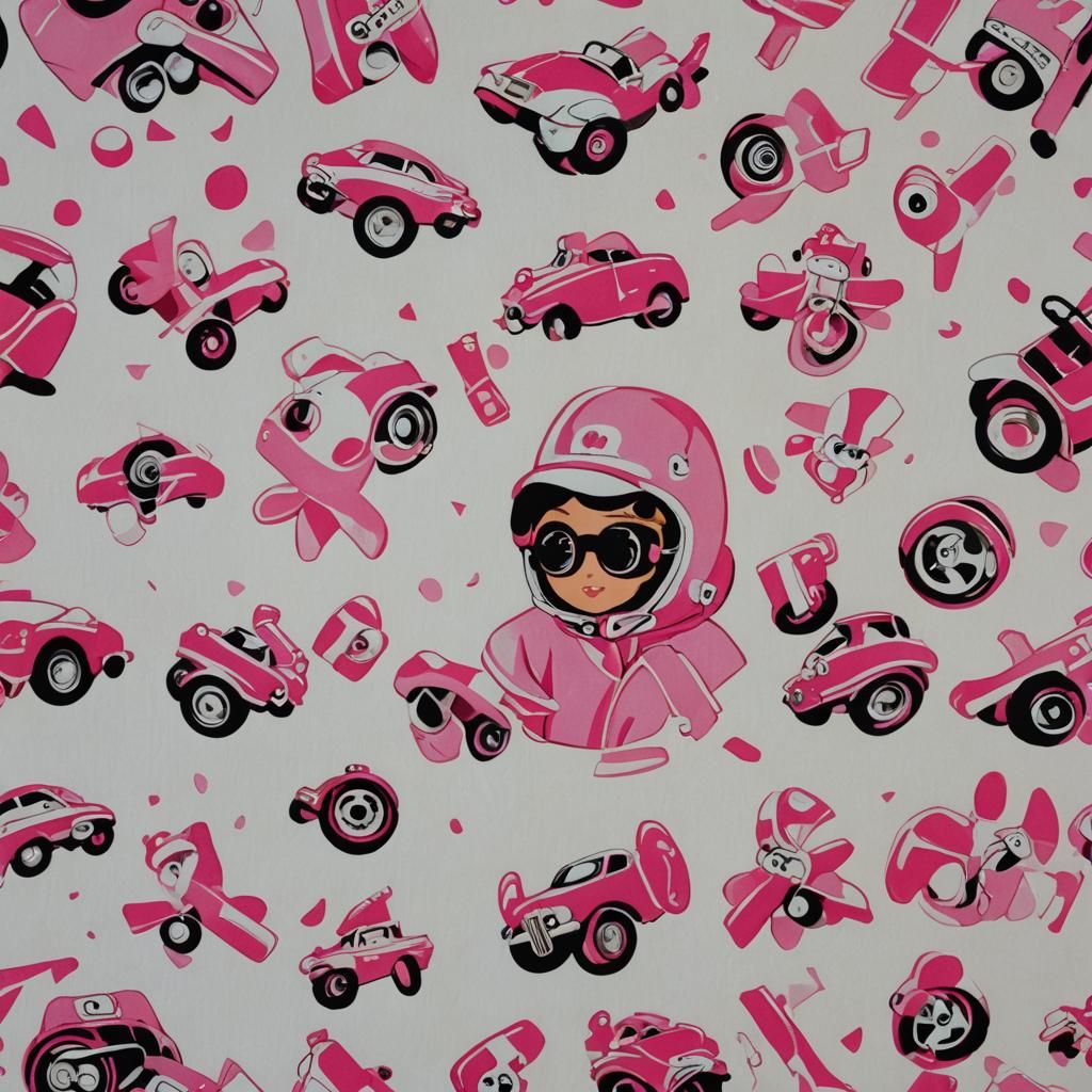 Vintage Penelope Pitstop Pink and White Design