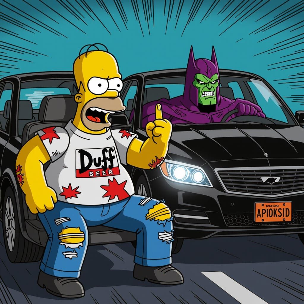 Homer Simpson's Road Rage Comic Book Style