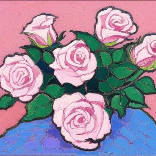 Pink Roses in the Style of Erin Hanson