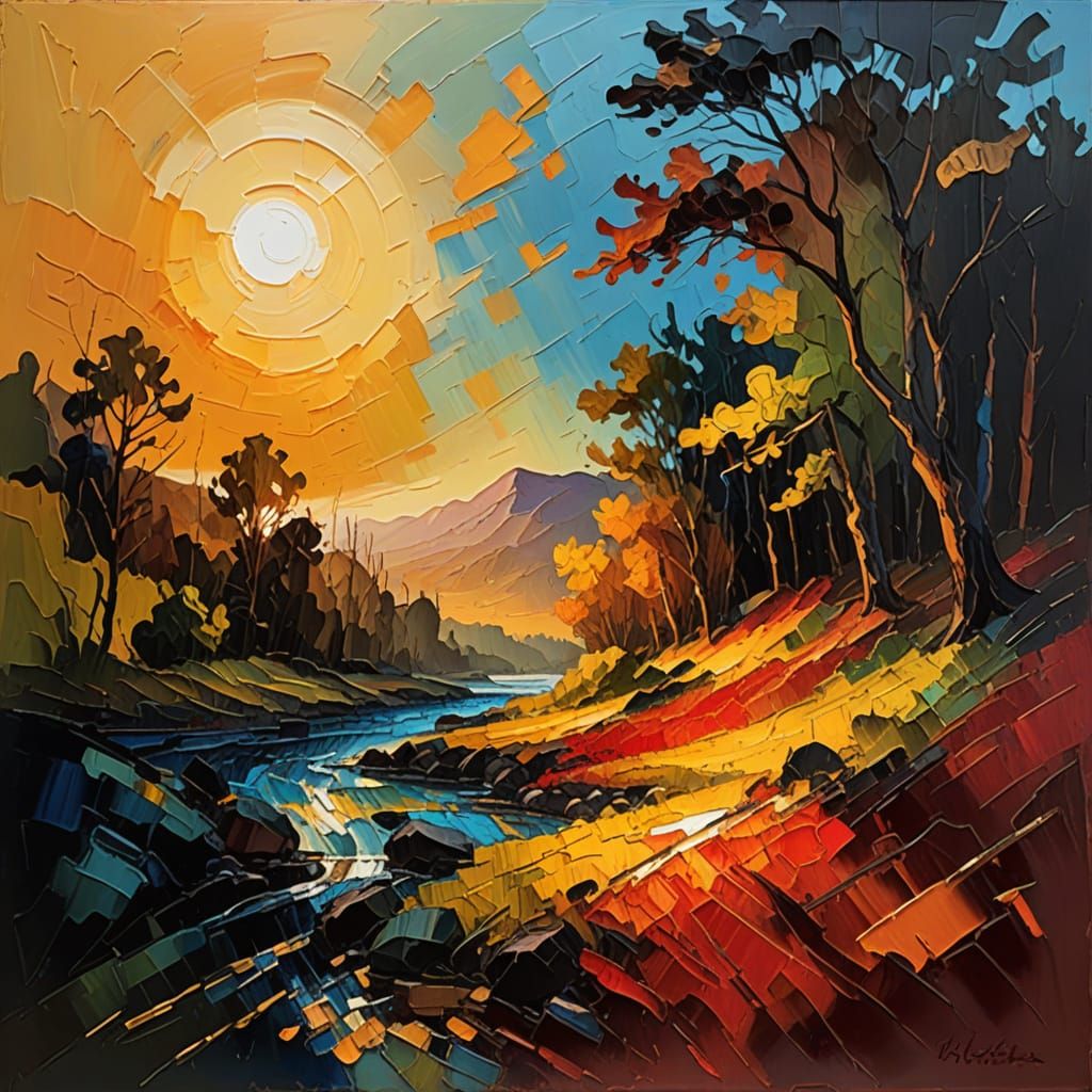 Expressionist Landscape Impasto Oil Painting