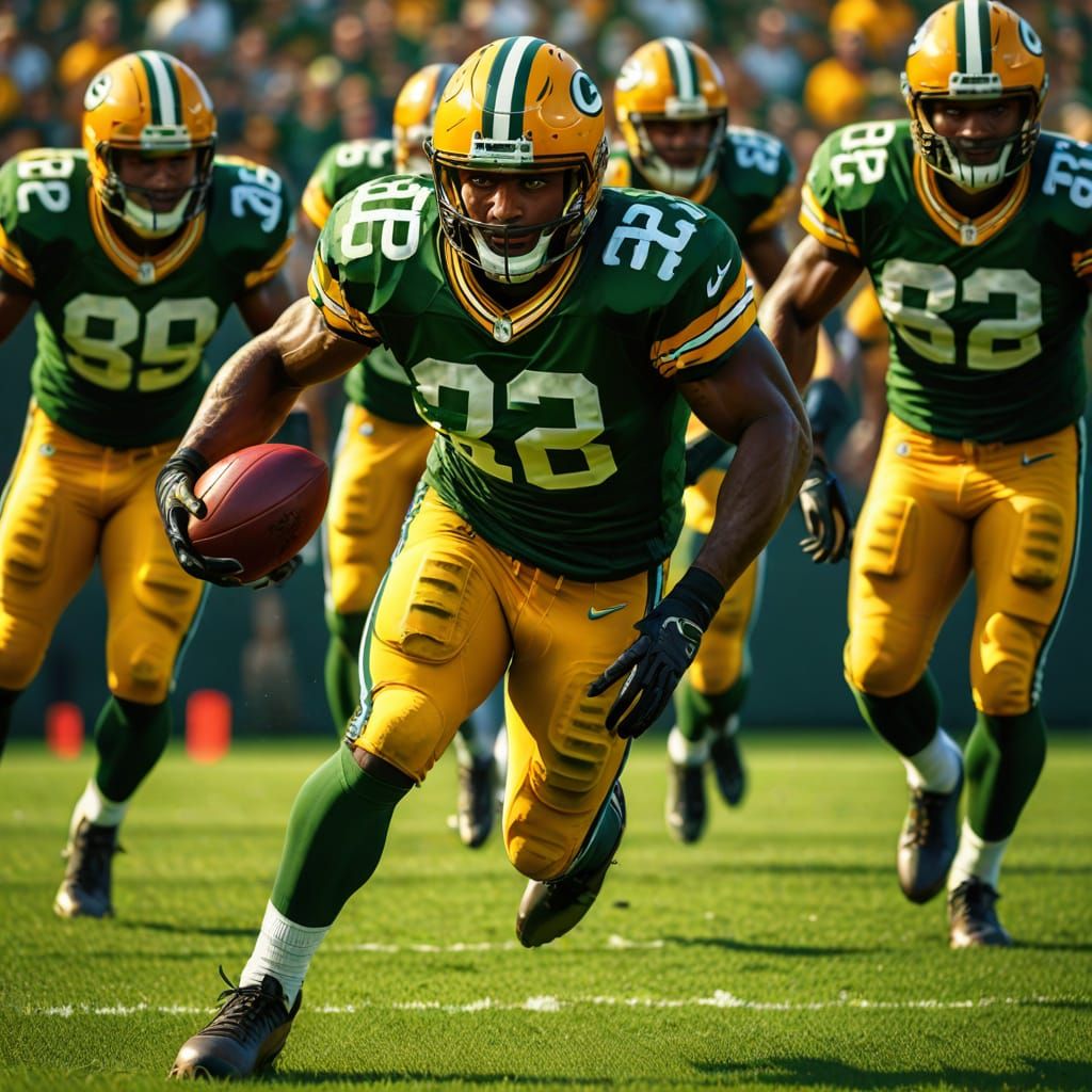 Dynamic Sports Illustration of Packers Player in Action