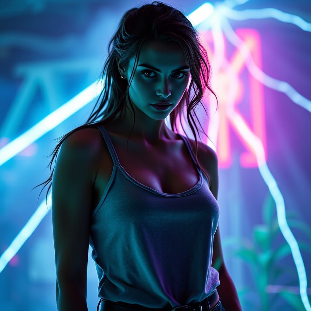 Woman Shirtless Hiding Opinions, Plant Villain in Arena