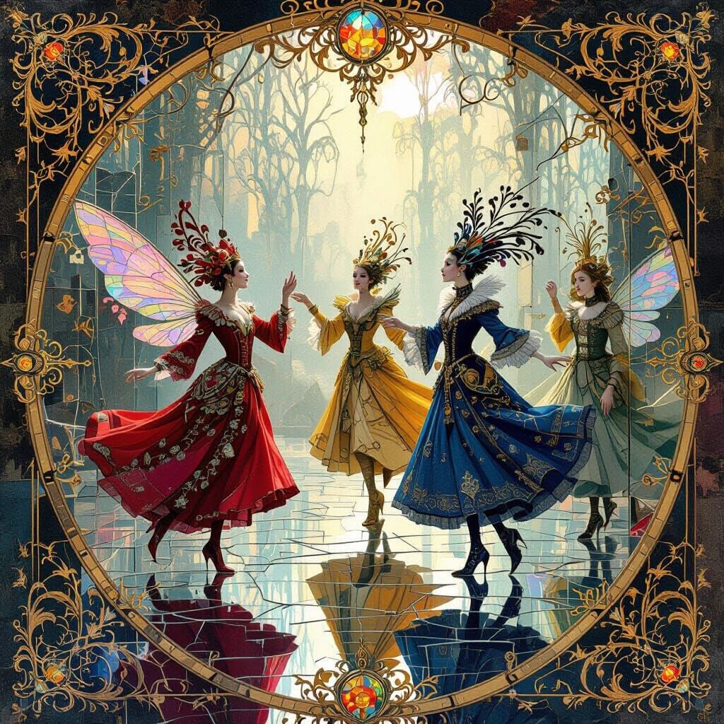 Whimsical Creatures Dancing in a Kaleidoscope World