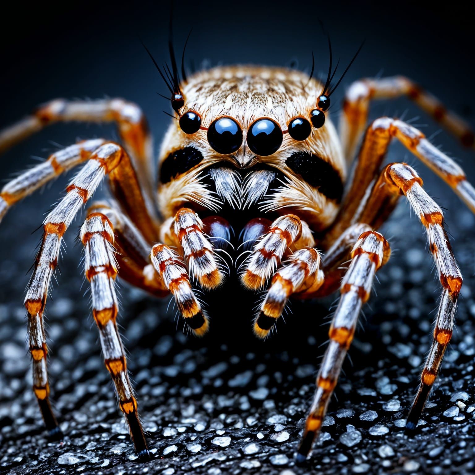 Detailed Macro Photograph of a Cute Little Spider