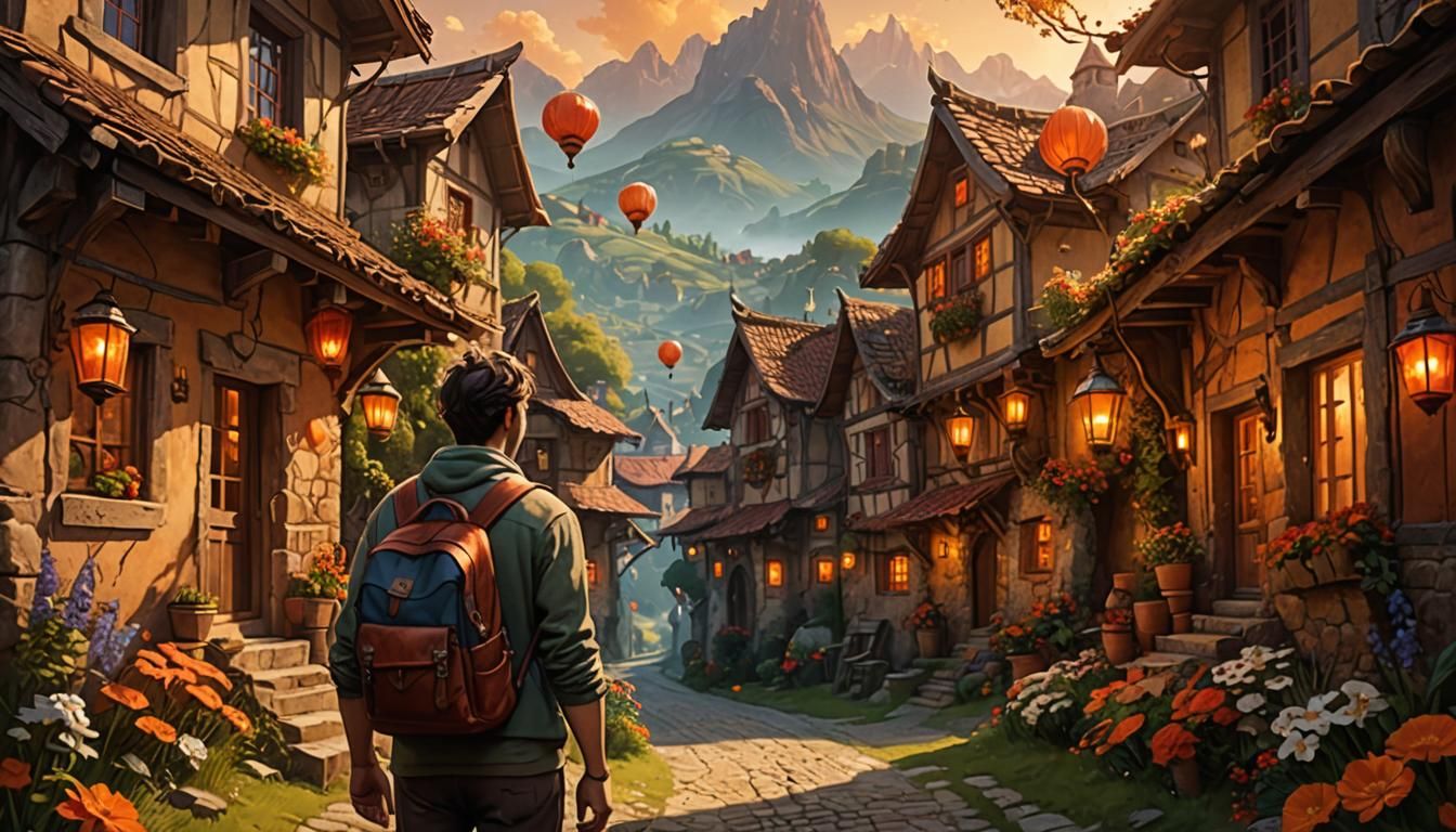 Quaint Village in Autumn - Fantasy Matte Painting