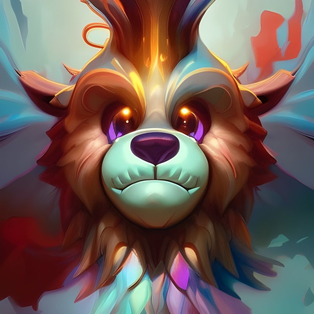 Demonic Care Bear Portrait in Detailed Digital Art