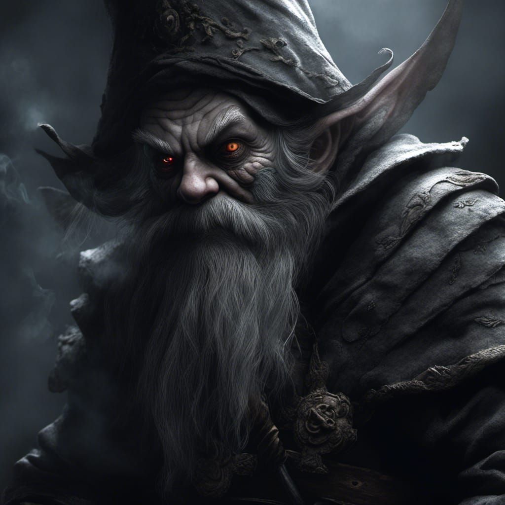 Menacing Gnome Lurking in Shadow with Dagger