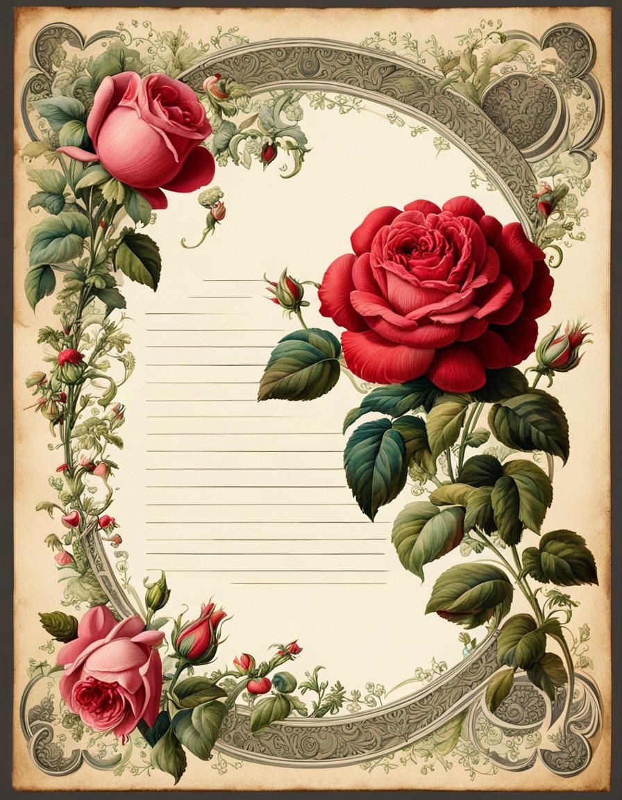 Vintage Valentine Stationery with Gothic Decorations