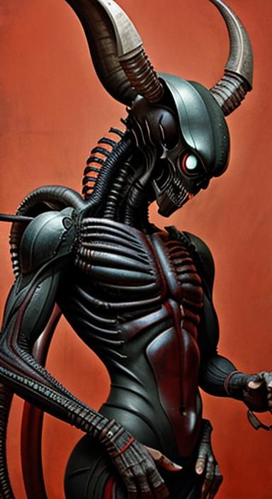 Xenomorphic Vitruvian Human in Harlem School Style