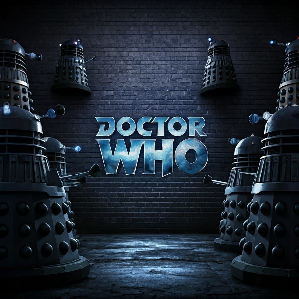 Daleks Surround Urban Graffiti of Doctor Who in Dystopian Fu...