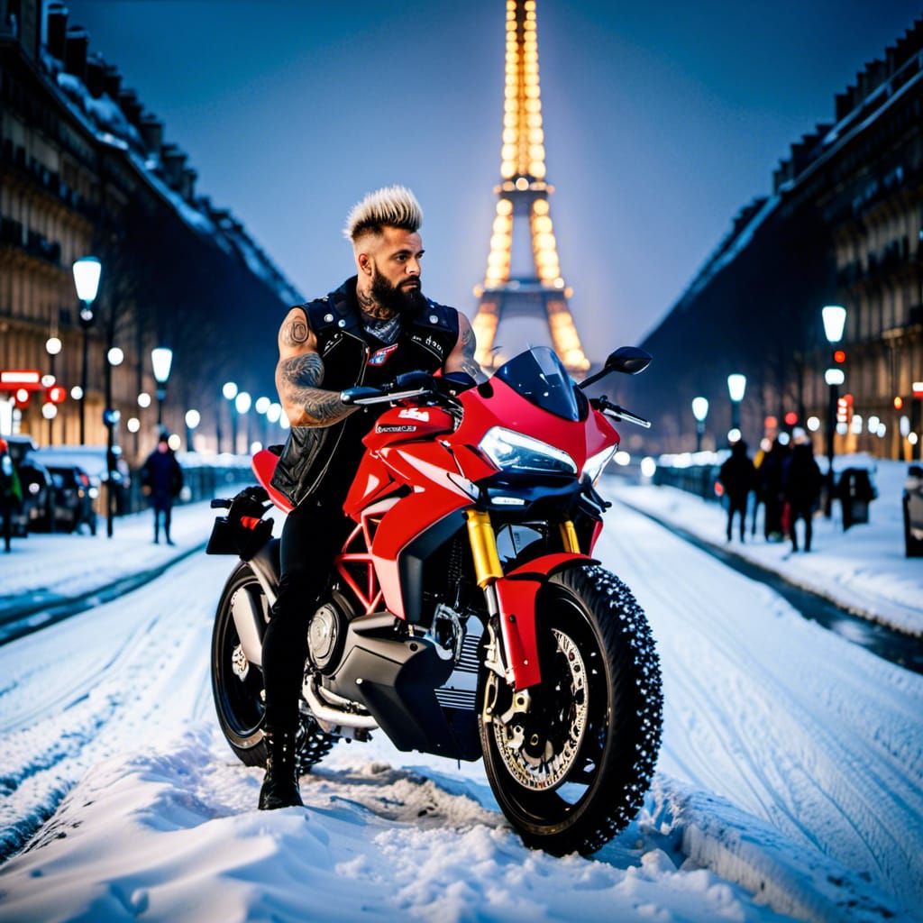 Ducati's Roar, Snowfall, and Paris: A Winter Night's Rebellion