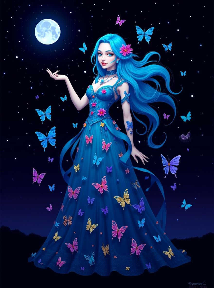 Butterfly Woman Silhouette in Hyperrealistic Style