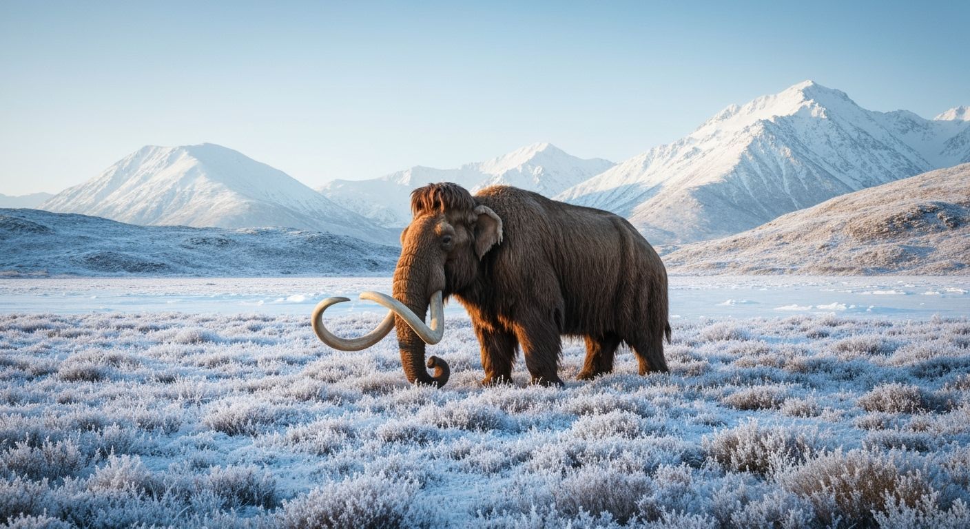 Woolly Mammoth Grazing on the Icy Tundra