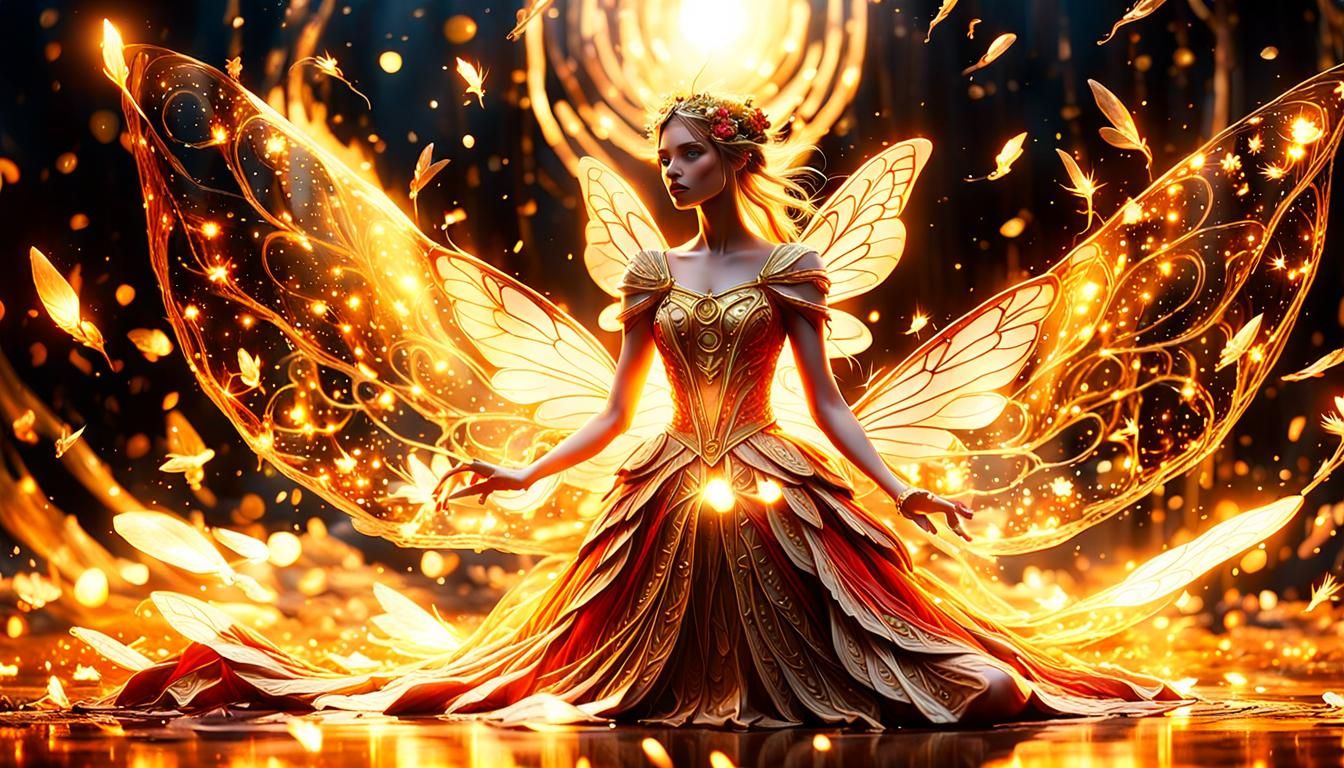 Magical Fairy in Golden Hour, 3D Cinematic