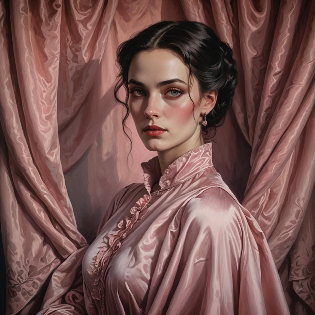 Confident Woman with Piercing Eyes in Gothic Style