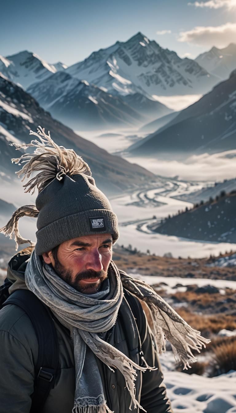 Frosty Landscape Photo of Person in Winter Weather