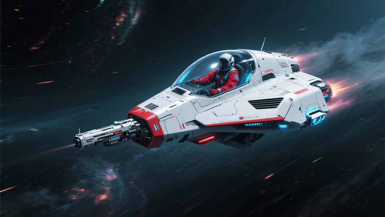 Sleek Sci-Fi Spaceship in Neon Accents