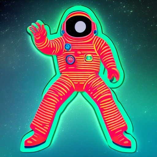 USSR Neon Retro Cosmonaut