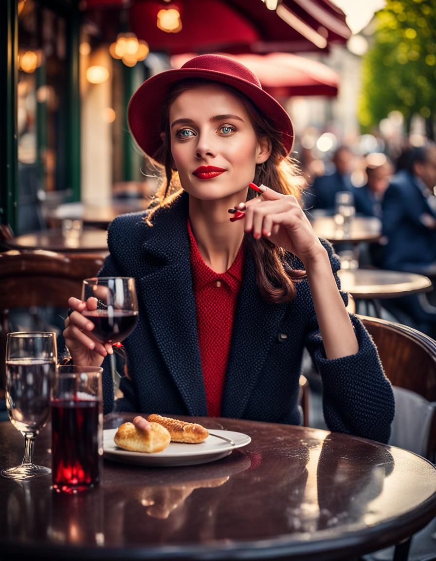 French Lady at Cafe: Professional Photography