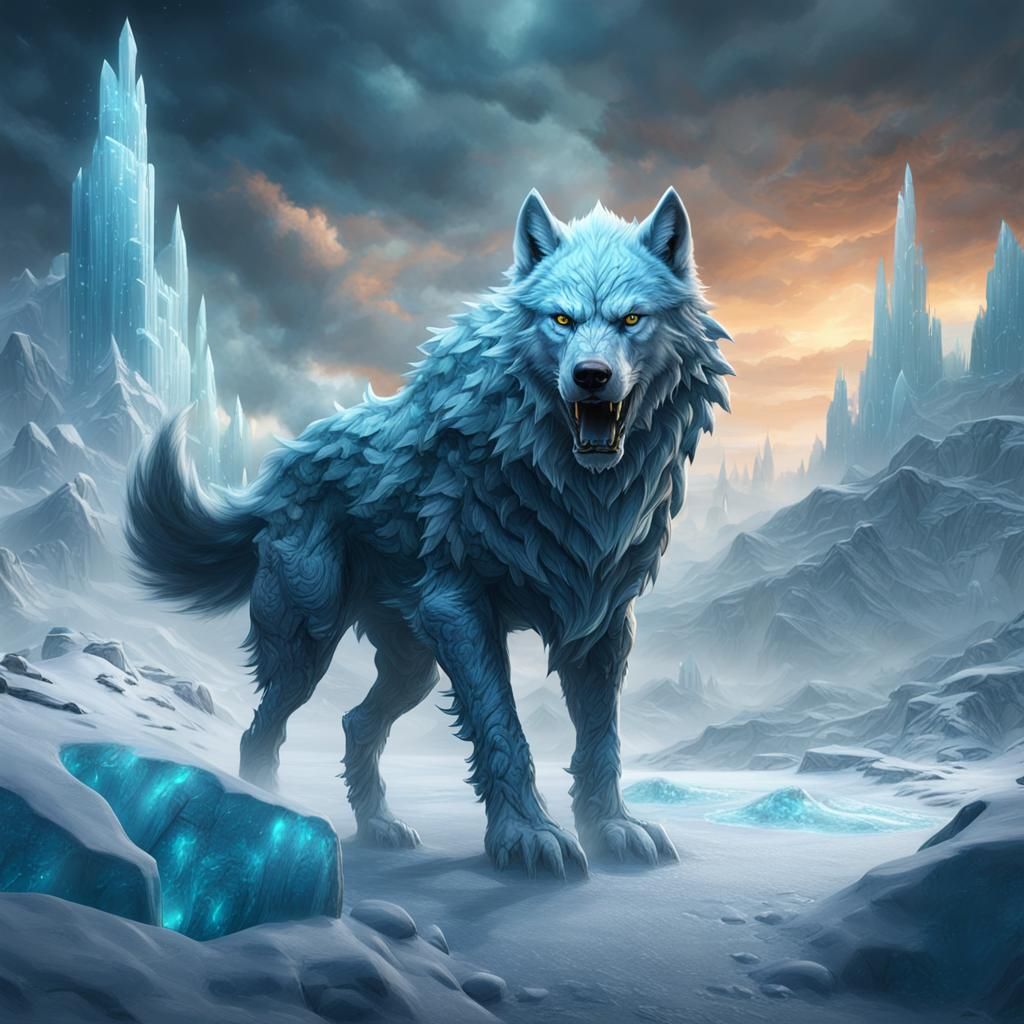 Detailed Ice Wolf Fantasy Concept Art