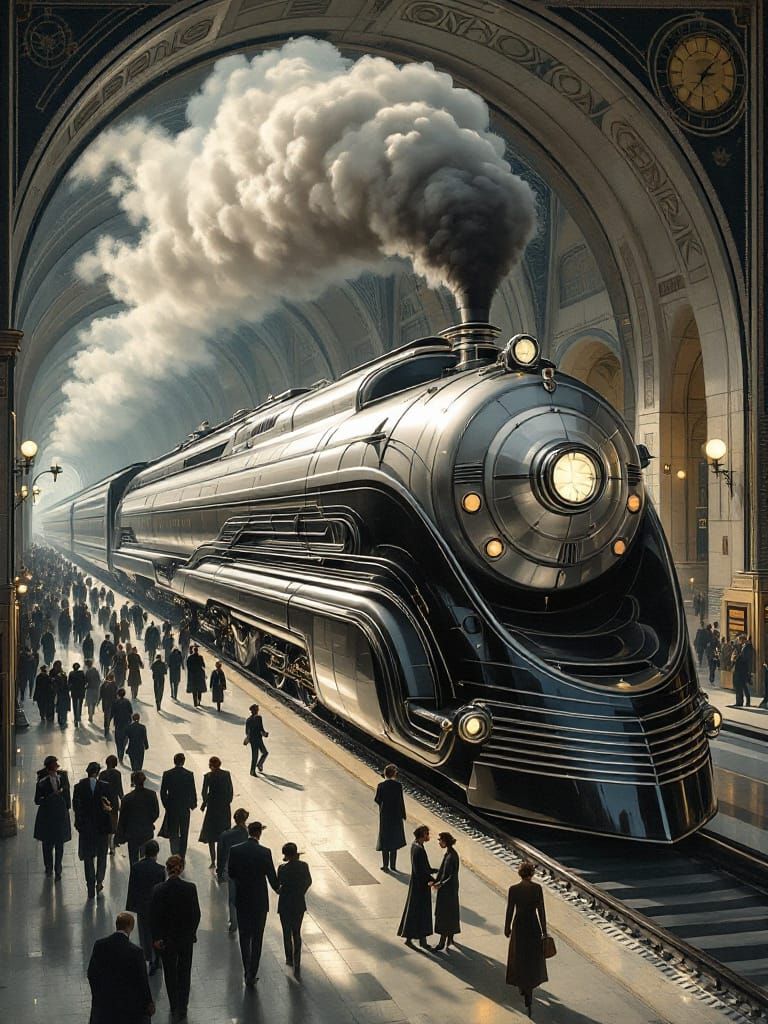 Streamline Moderne Locomotive at Grand Central Station